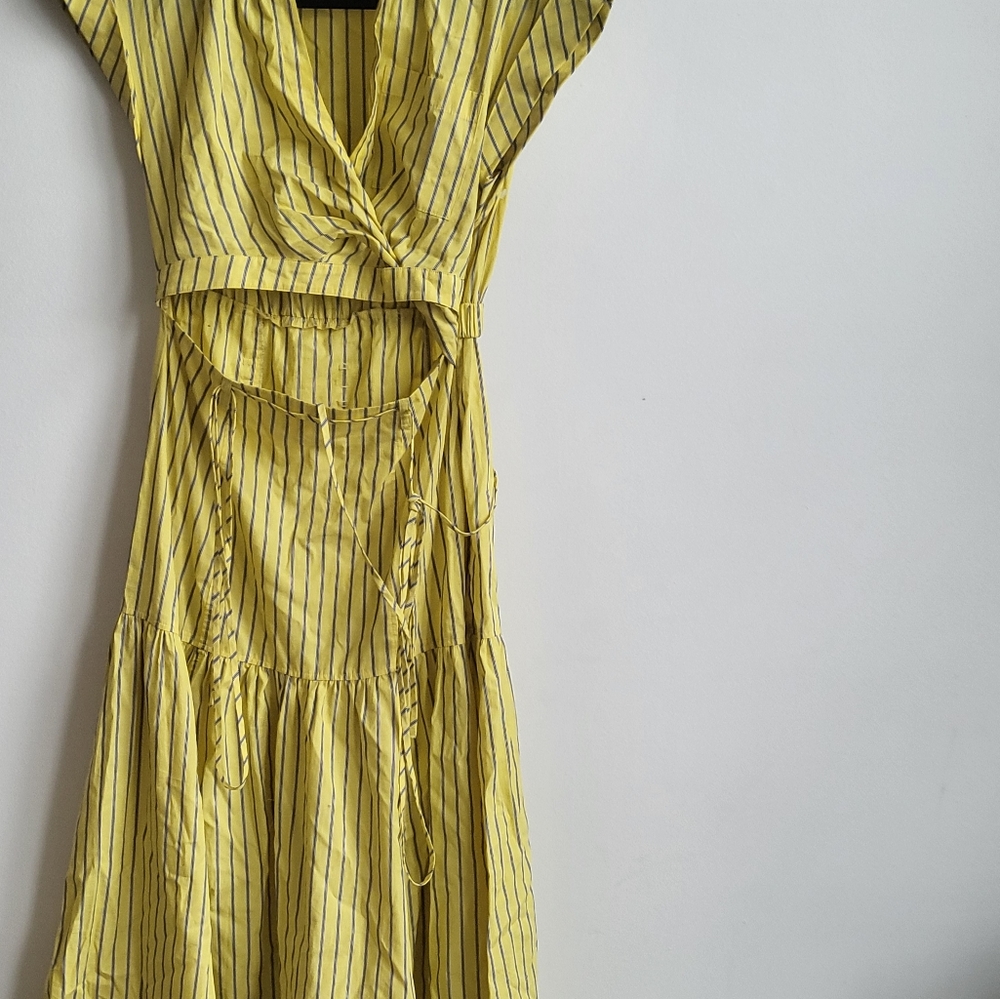 10 Crosby Derek Lam Yellow Striped Midi Dress